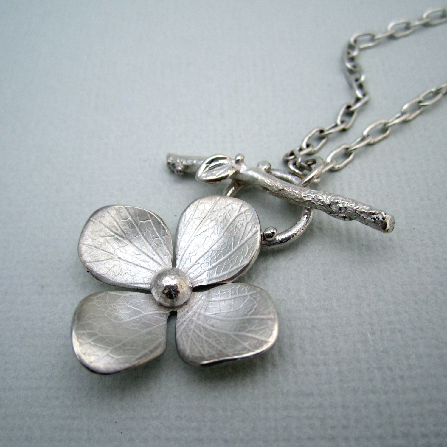 Hydrangea Sterling Silver Necklace