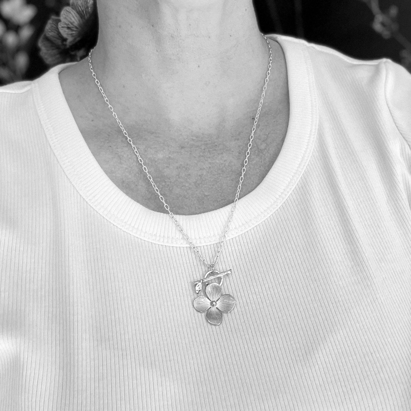 Hydrangea Necklace Sterling Silver