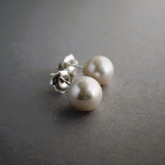 Pearl Studs Sterling Silver 8mm