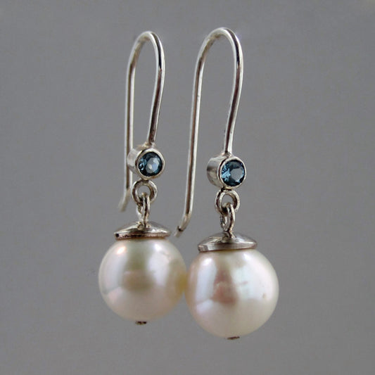 By the Light of the Moon Pearl Topaz Sterling Silver Drop Earrings
