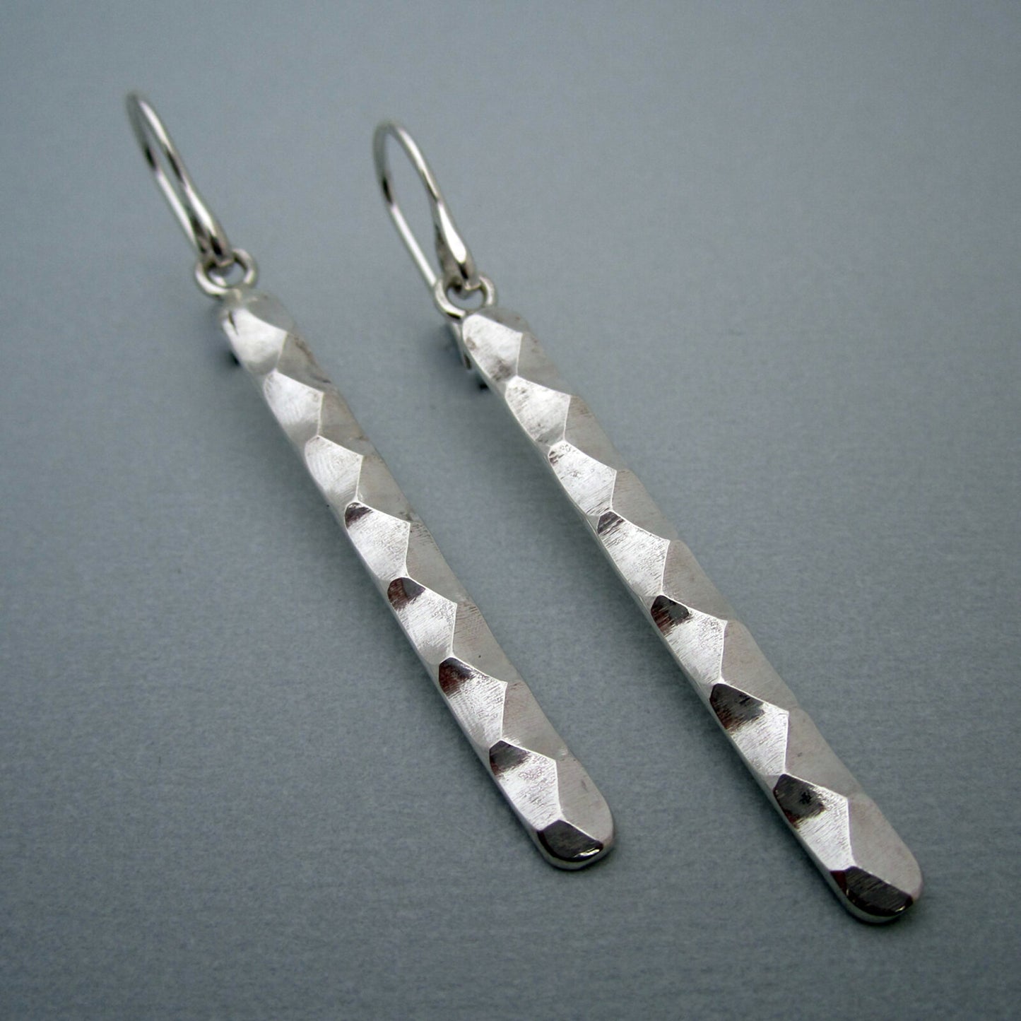 Astro Sterling Silver Faceted Long Bar Earrings