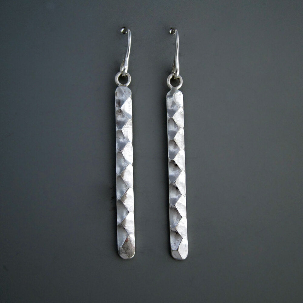 Astro Sterling Silver Faceted Long Bar Earrings