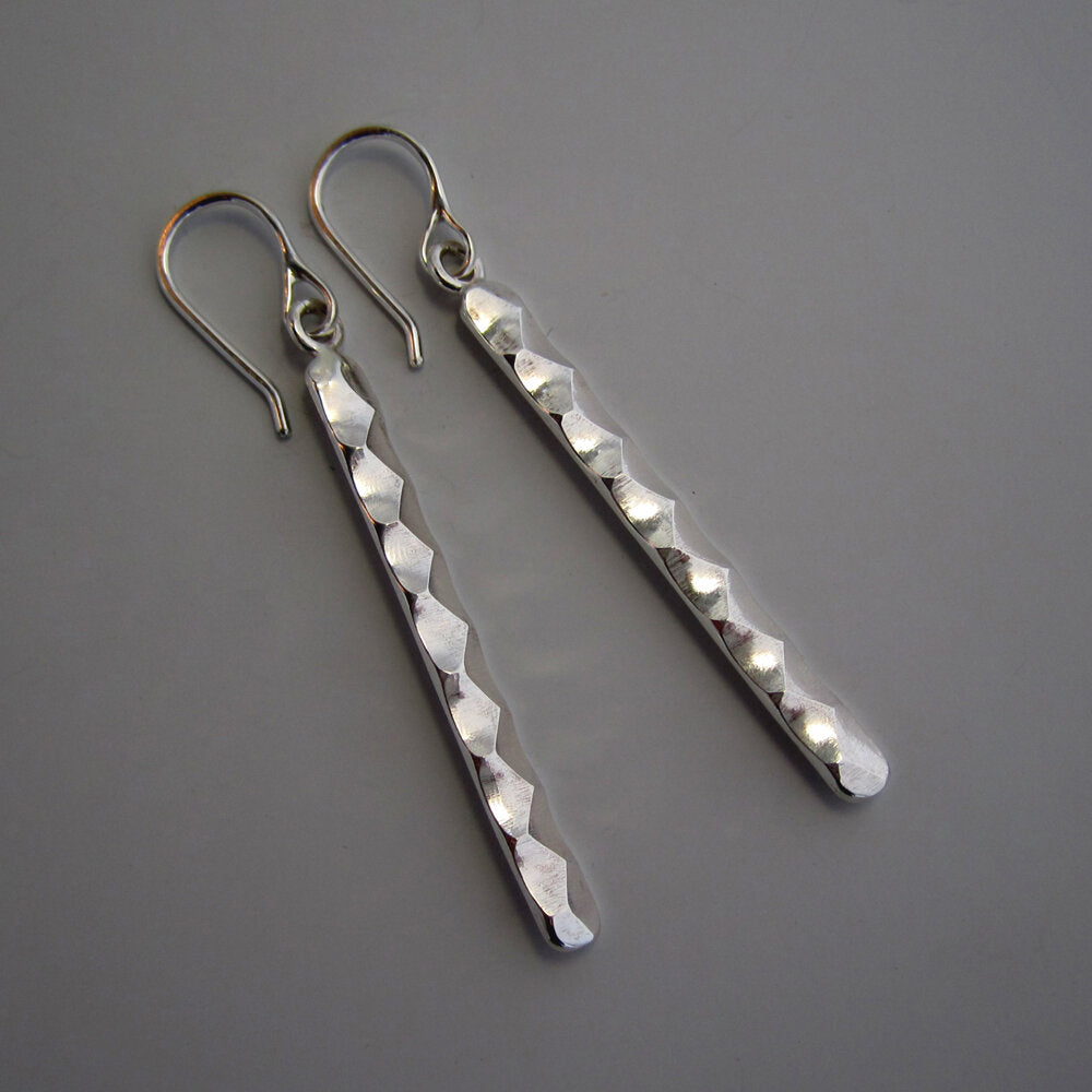 Astro Sterling Silver Faceted Long Bar Earrings