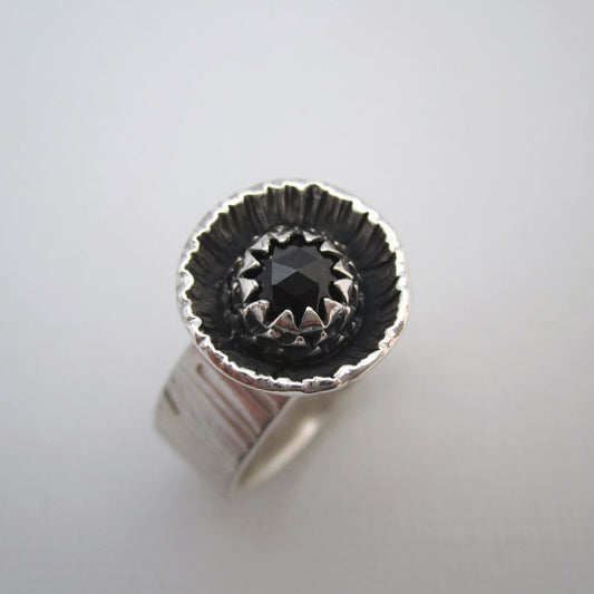 Black Dahlia Sterling Silver & Onyx Cocktail Ring