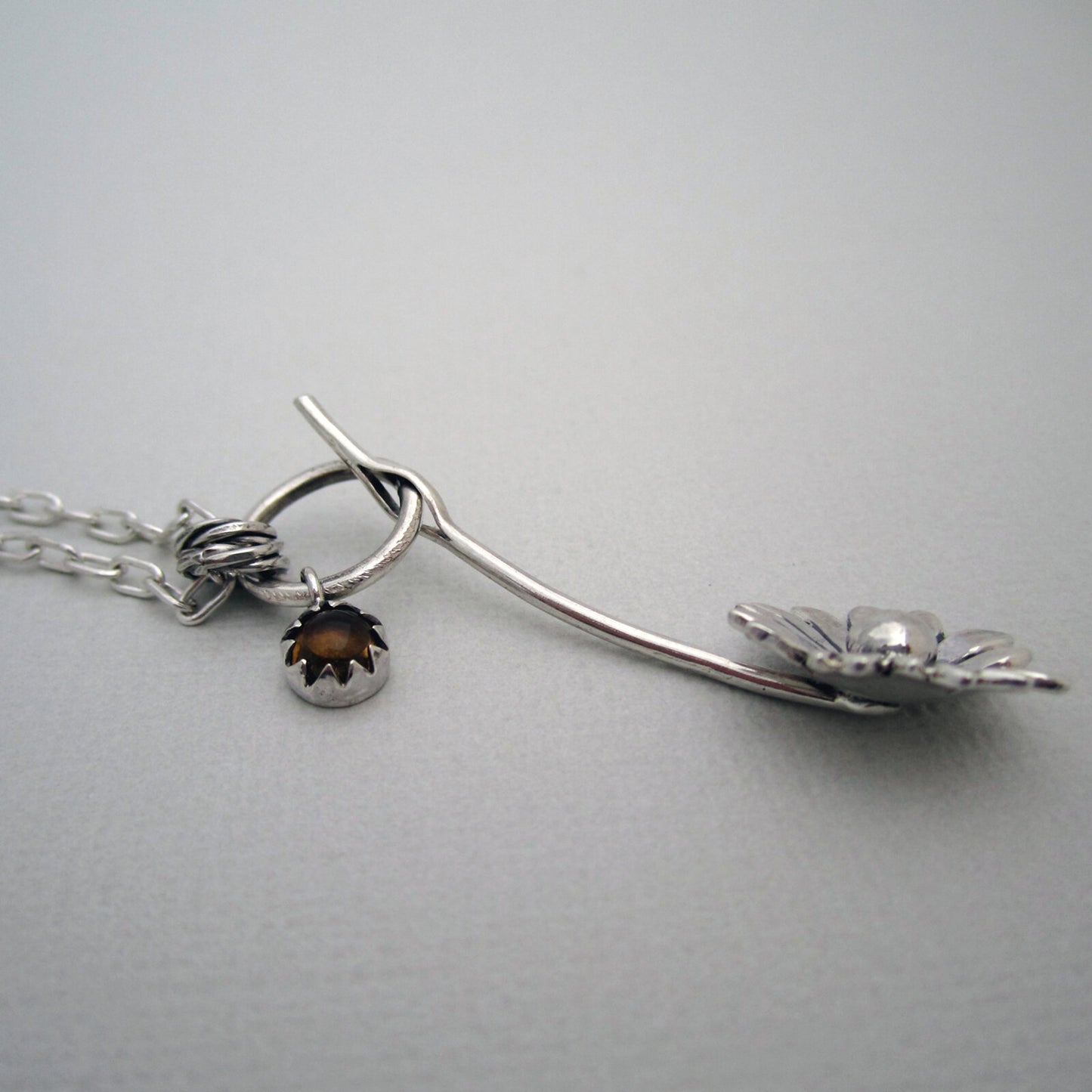 Daisy Sterling Silver Necklace with Citrine Charm