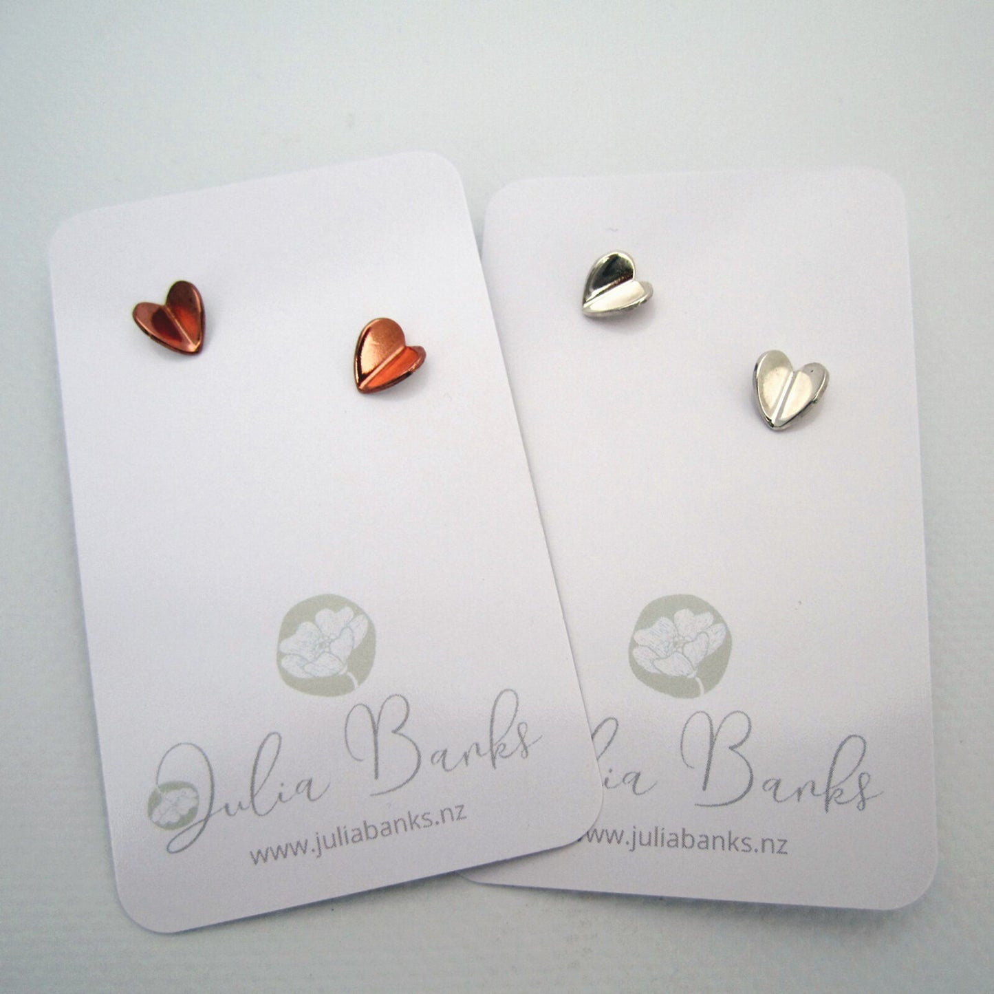 Heart Flutter Sterling Silver or Copper Studs