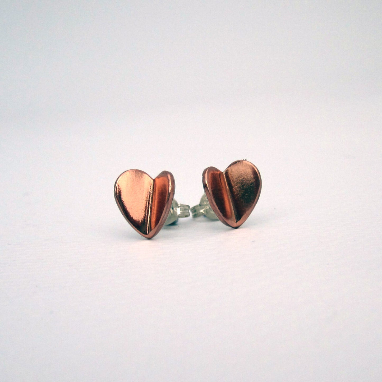 Heart Flutter Sterling Silver or Copper Studs