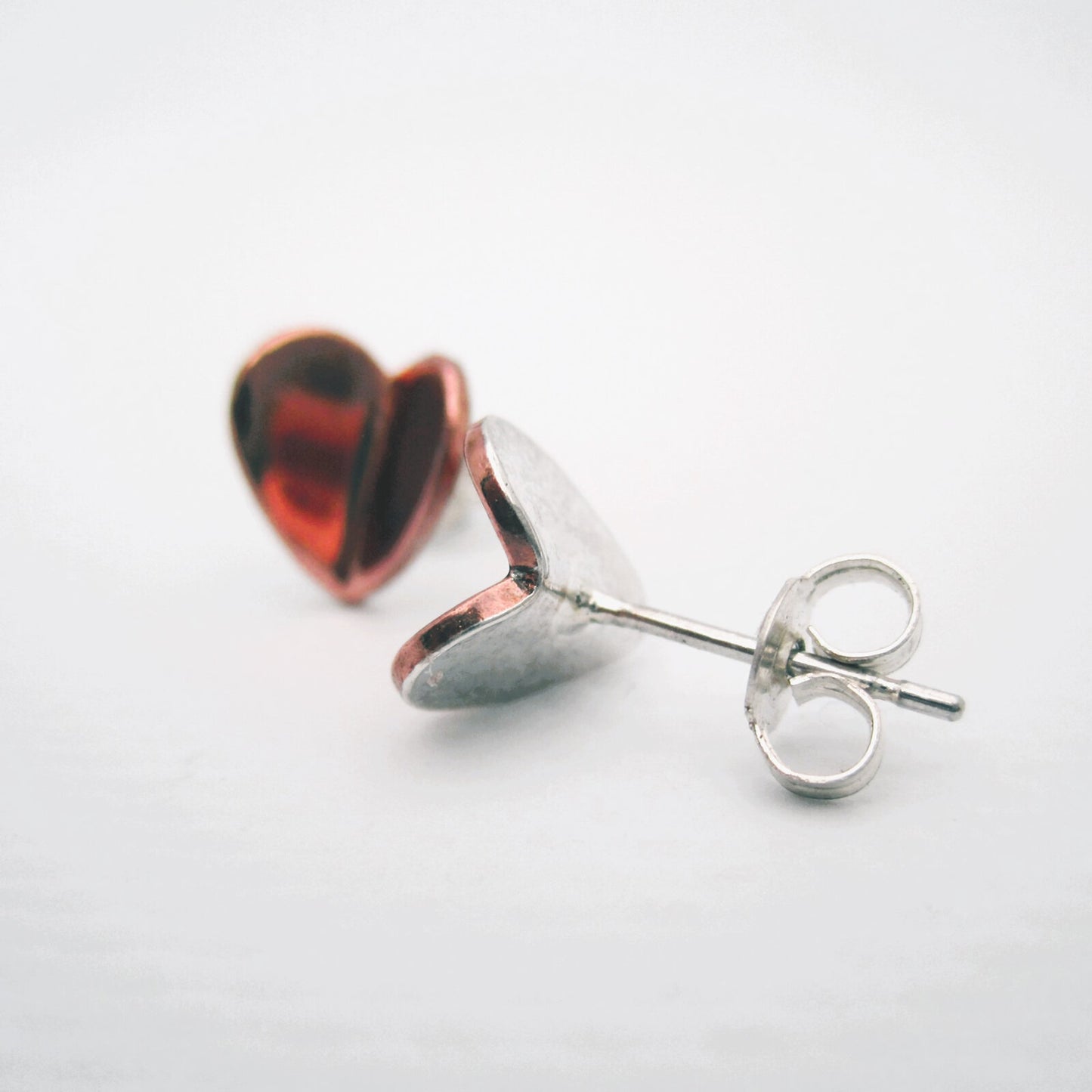 Heart Flutter Sterling Silver or Copper Studs