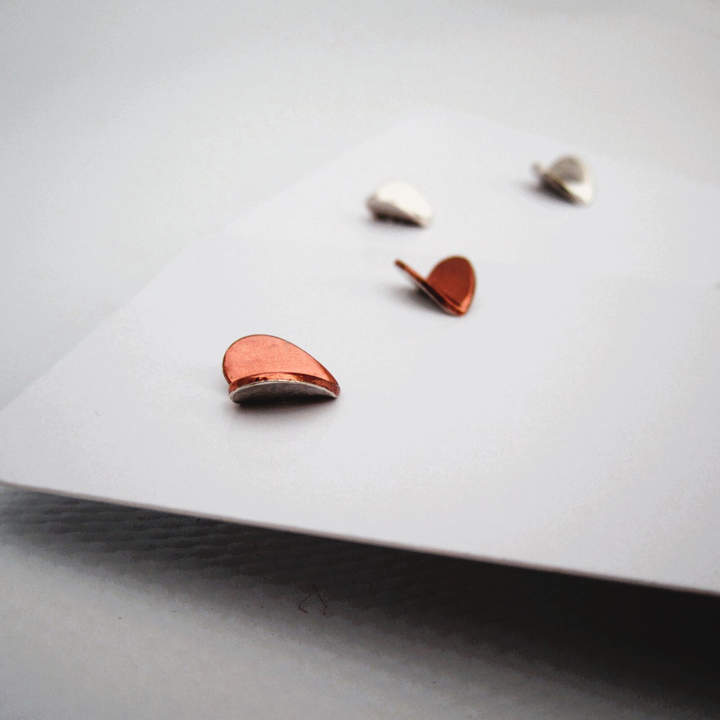 Heart Flutter Sterling Silver or Copper Studs