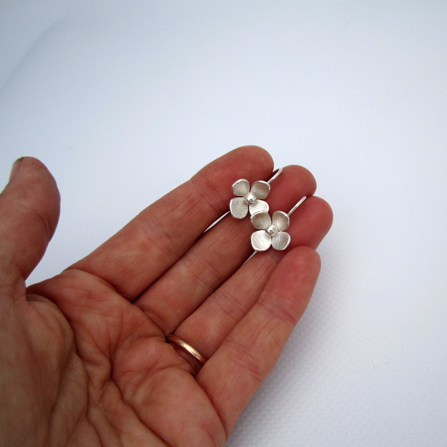 Hydrangea Earrings Small Sterling Silver