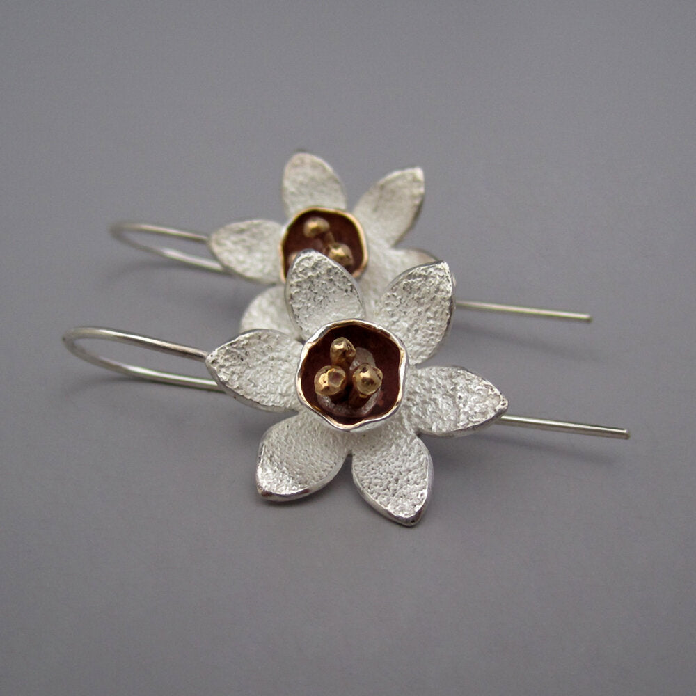 Jonquil Sterling Silver Flower & Stem Earrings