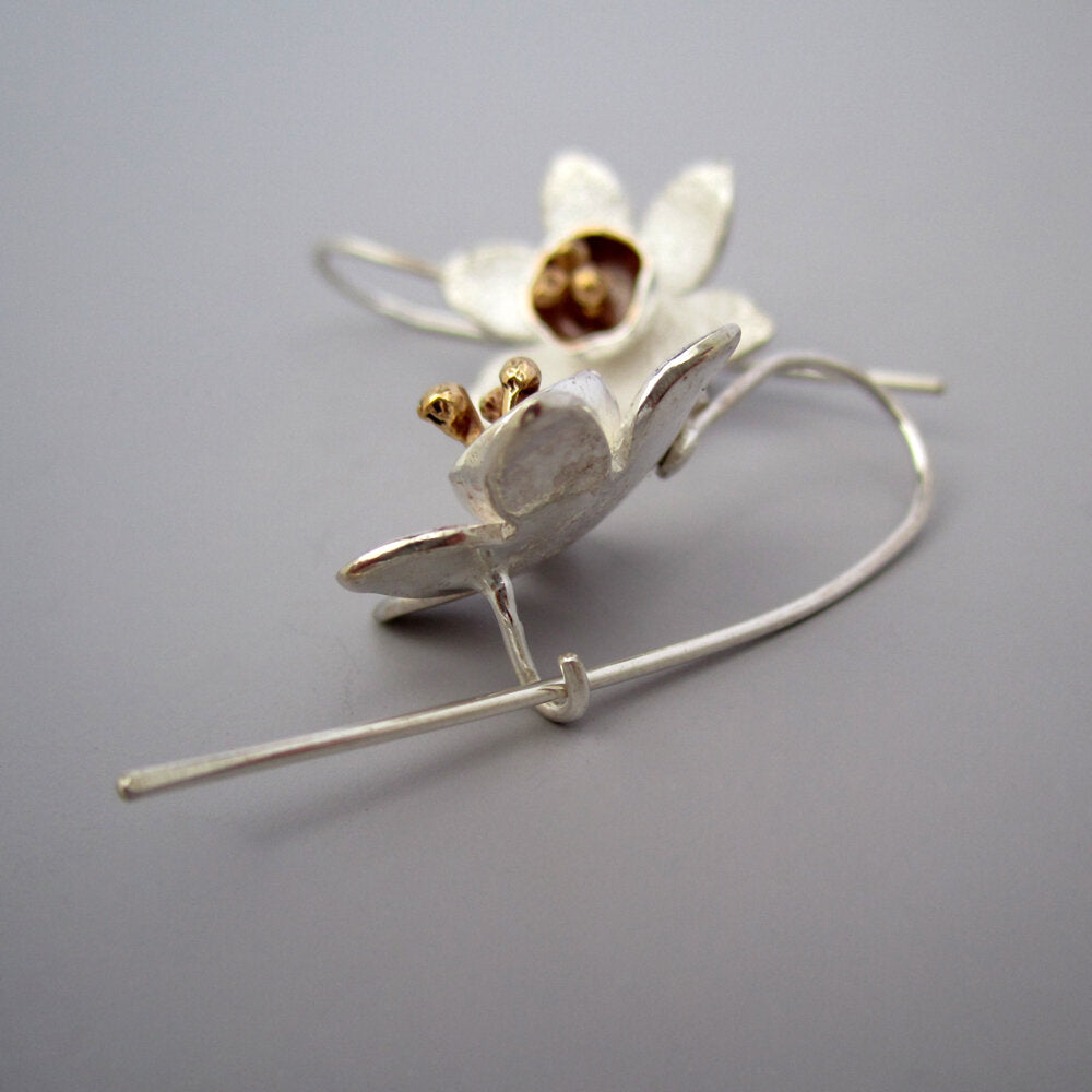 Jonquil Sterling Silver Flower & Stem Earrings