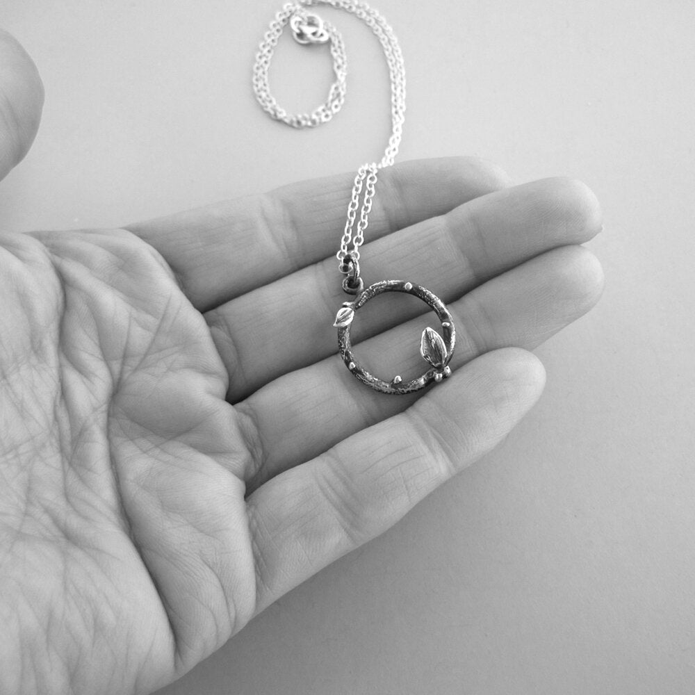 Twig Wreath Necklace Sterling Silver